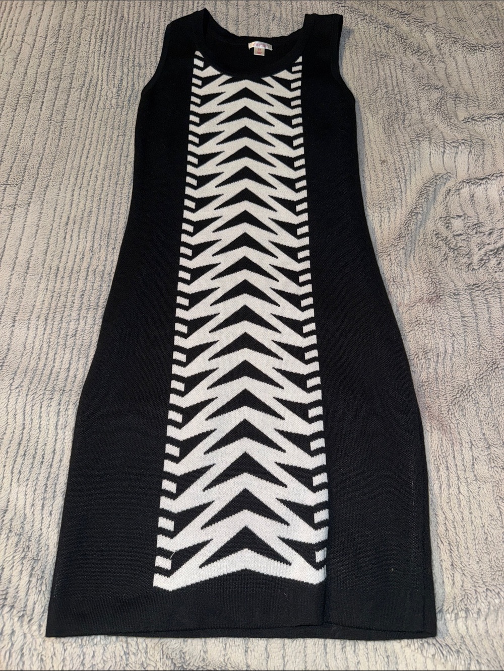 Xhilaration Black and White Chevron Panel Knit Mini Dress